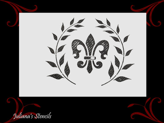 Fleur de Lis Wreath French  premium paint stencil 200mm x 160mm - Da Vinci Chalk Paint  Shoppe