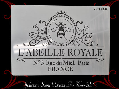 L'ABEILLE ROYALE BEE furniture paint stencil (A4 Size)